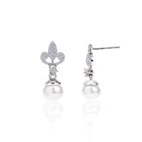 Zircon Studded Natural Pearl Silver Earrings