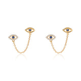 18k Gold Plated Evil Eye Double Piercing Earrings