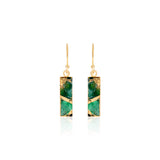 18k Gold Plated Silver Emerald Copper Turquoise Bar Earrings