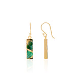 18k Gold Plated Silver Emerald Copper Turquoise Bar Earrings