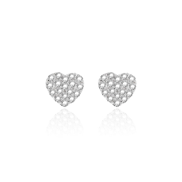 Silver Zircon Studded Heart Earrings