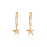 18k Gold Plated Silver Star Hoop Earrings
