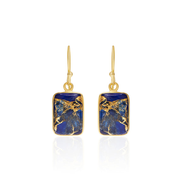 18k Gold Plated Silver Sapphire Copper Turquoise Earrings
