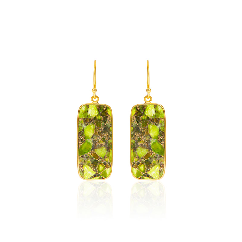 18k Gold Plated Silver Peridot Copper Turquoise Earrings