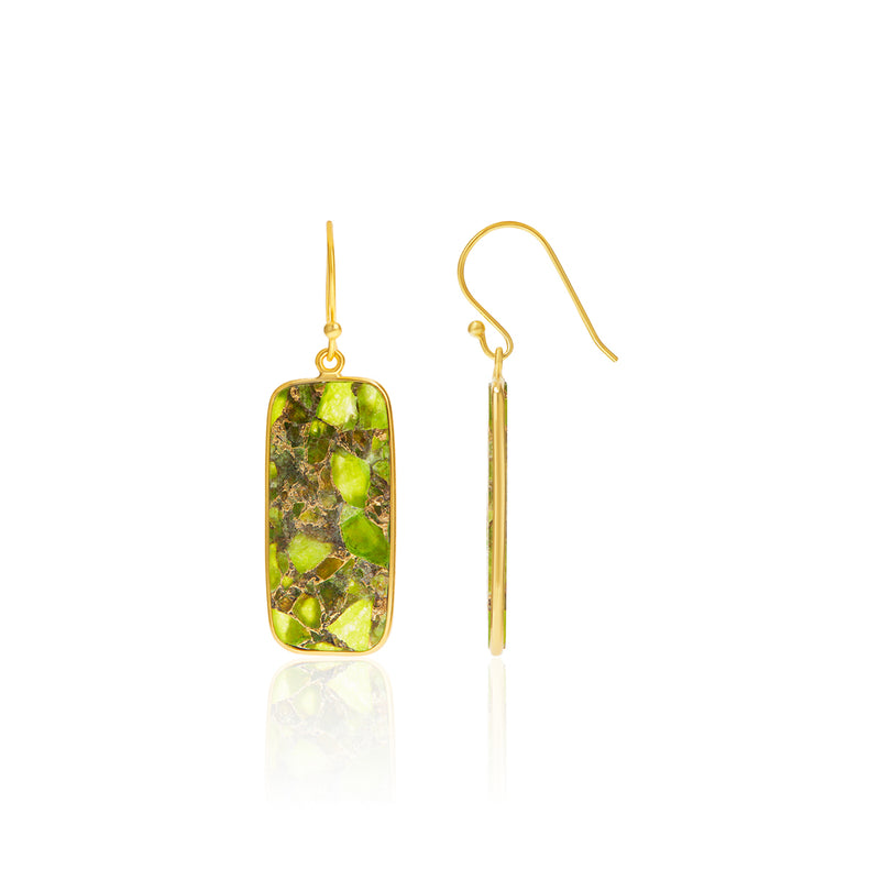 18k Gold Plated Silver Peridot Copper Turquoise Earrings