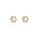18k Gold Plated Silver Solitaire Mini Stud Earrings