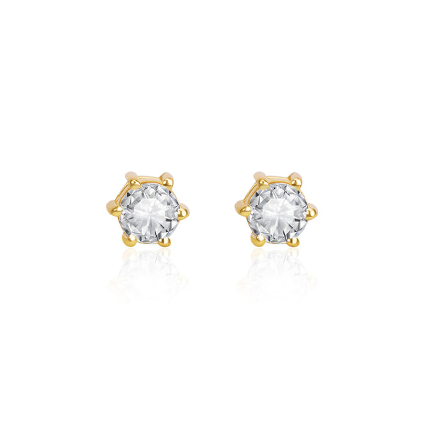 18k Gold Plated Silver Solitaire Mini Stud Earrings