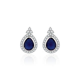 Classic Blue Zircon Silver Studs Earrings