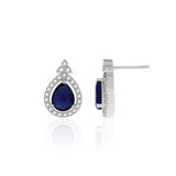 Classic Blue Zircon Silver Studs Earrings