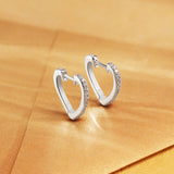 Silver Zircon Studded Heart Hoop earrings