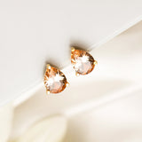 18K Gold Plated Silver Champagne Pear Zircon Studs