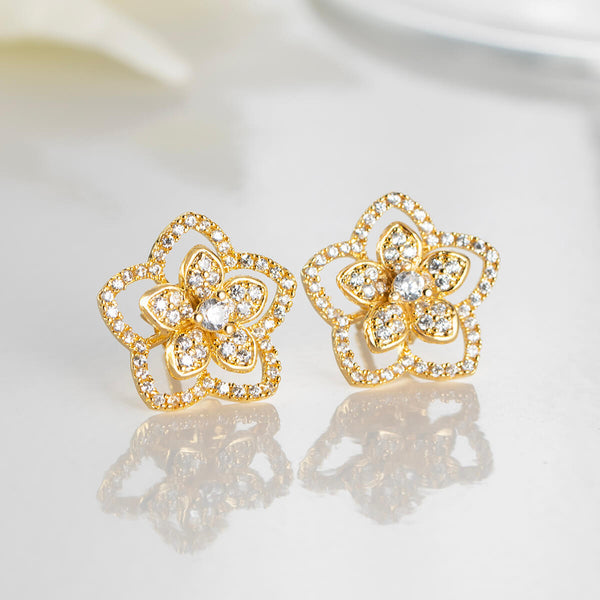 18K Gold Plated Silver Statement Floral Studs