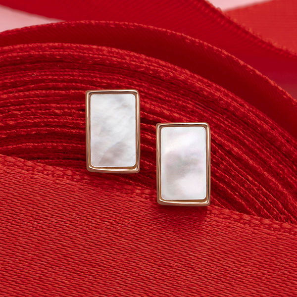 18K Rose Gold Plated Silver Mother of Pearl Studs