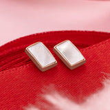 18K Rose Gold Plated Silver Mother of Pearl Studs