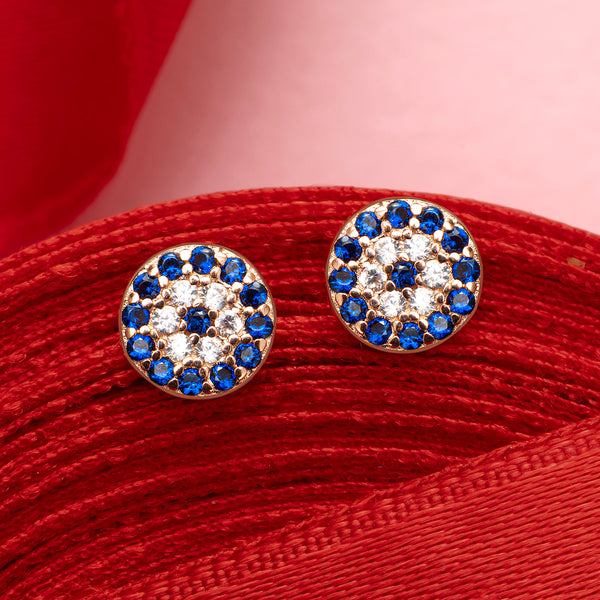 18K Rose Gold Plated Silver Evil Eye Studs