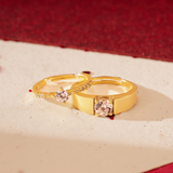 18k Gold Plated Silver Zircon Classic Couple Rings