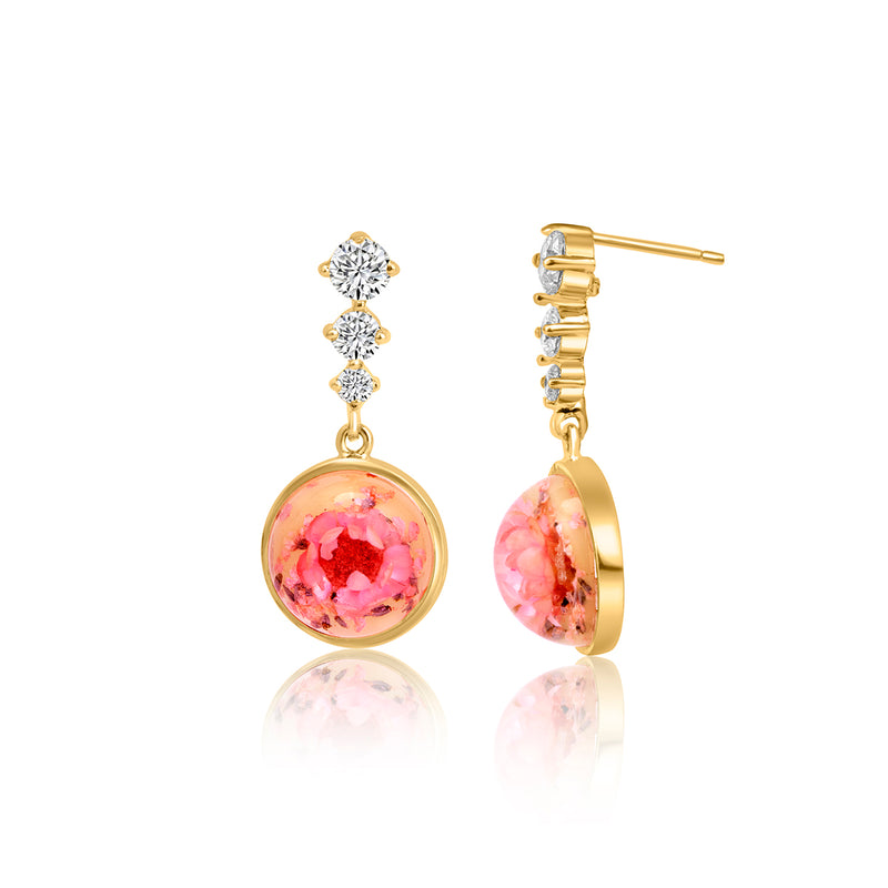 Pink Dry Flower Silver Jewellery Set