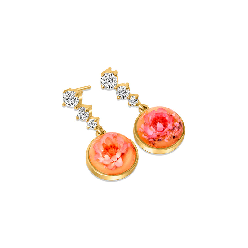 Pink Dry Flower Silver Jewellery Set