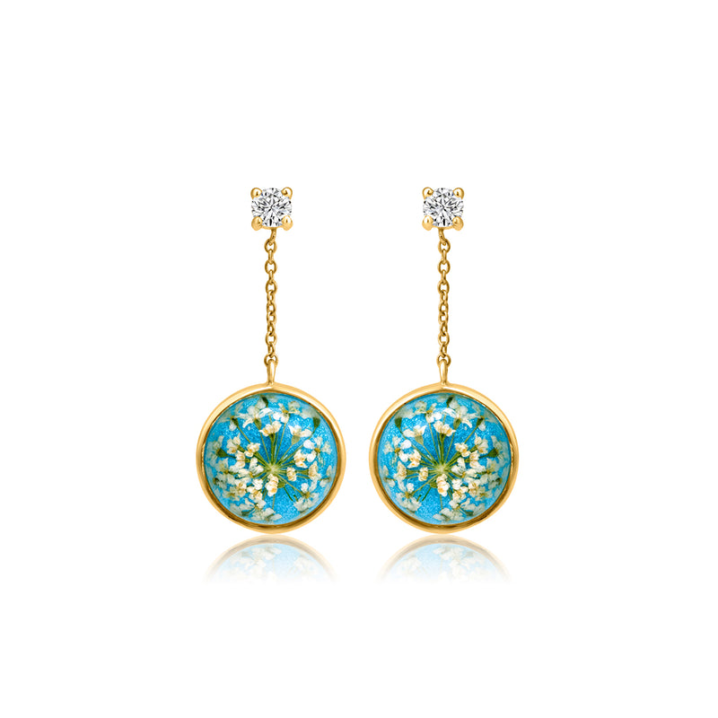 18k Gold Plated Blue Dry Flower Jewellery Set