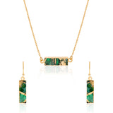 18k Gold Plated Silver Emerald Copper Turquoise Set