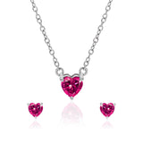 Pink Heart Zircon Silver Set
