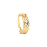 18K Gold Plated Silver Solitaire Men's Ring