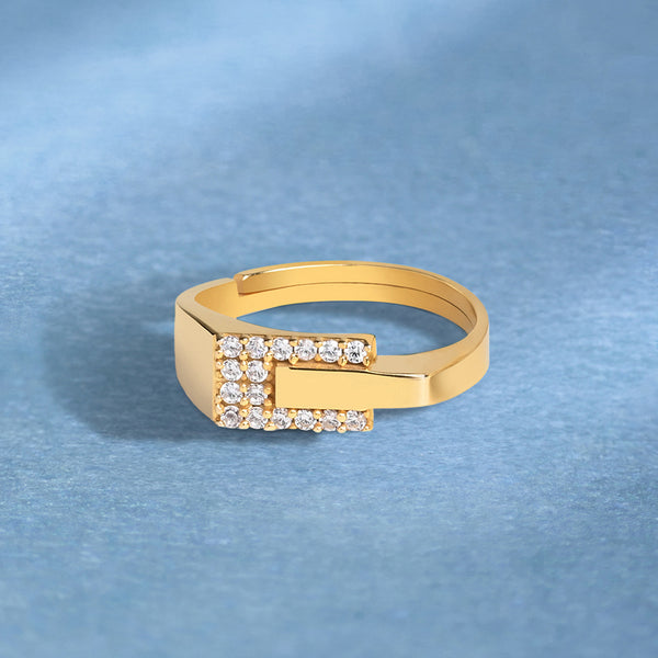 18K Gold Plated Silver Zircon Men's Ring