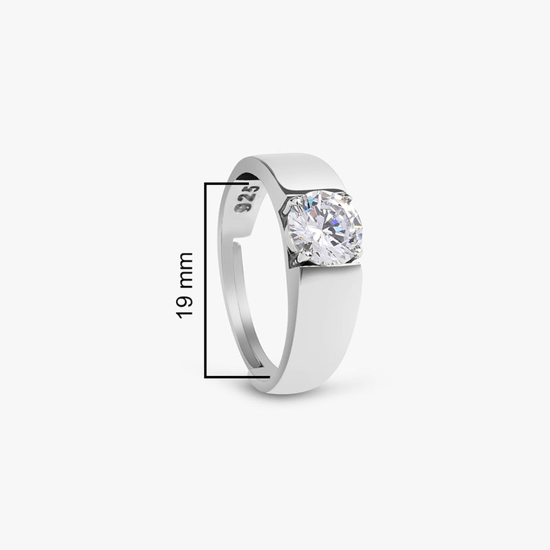 Silver Classic Solitaire Men's Ring