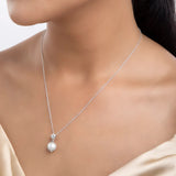 Natural Pearl And Zircon Silver Necklace