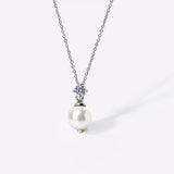 Natural Pearl And Zircon Silver Necklace