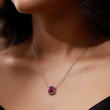 Ruby Red Zircon Silver Necklace
