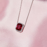 Ruby Red Zircon Silver Necklace