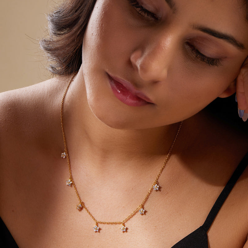 18K Gold Plated Shining Star Silver Necklace