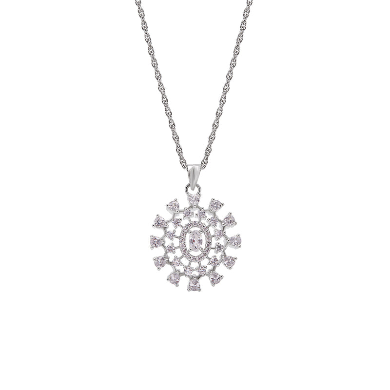 Silver Zircon Cluster Necklace