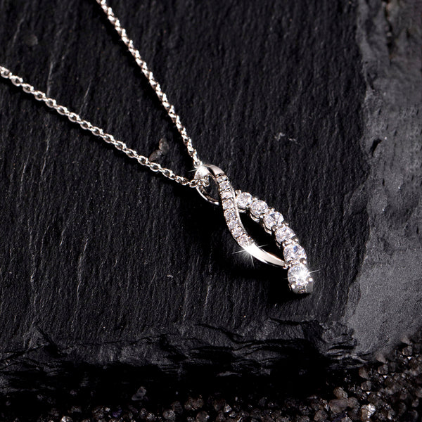 Minimal Silver Curved Journey Necklace