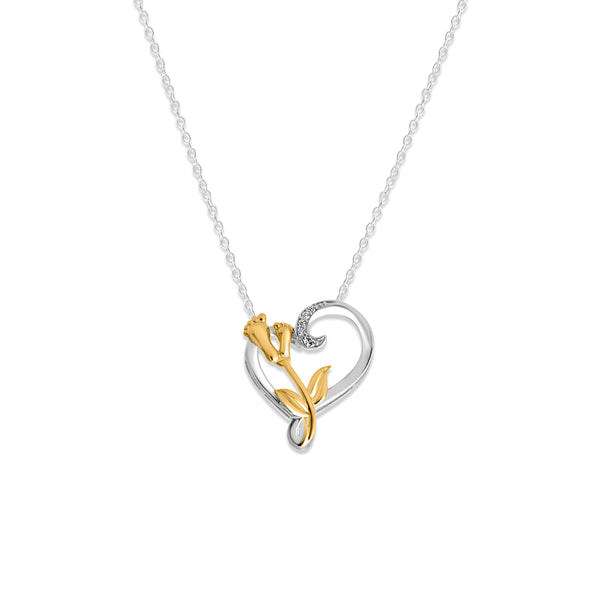 Silver Dual Plated Mom Heart Necklace