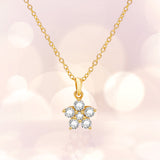 18k Gold Plated Classic Mini Flower Silver Necklace