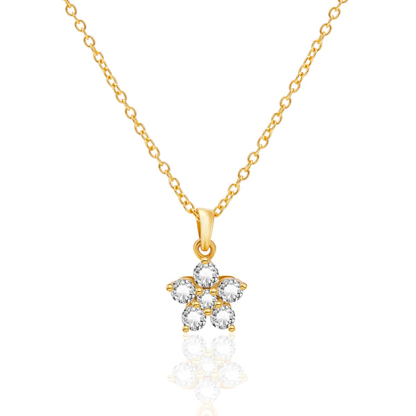 18k Gold Plated Classic Mini Flower Silver Necklace