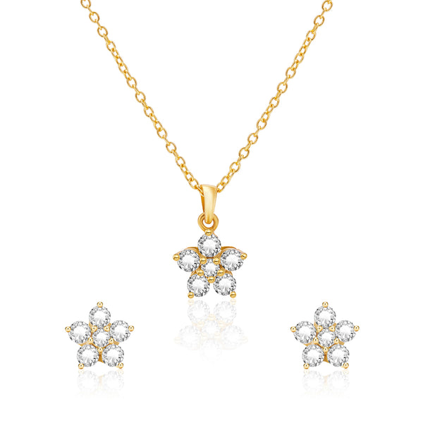 18k Gold Plated Classic Mini Flower Silver Set