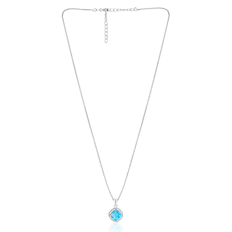 Blue Topaz Twisted Wire Silver Necklace
