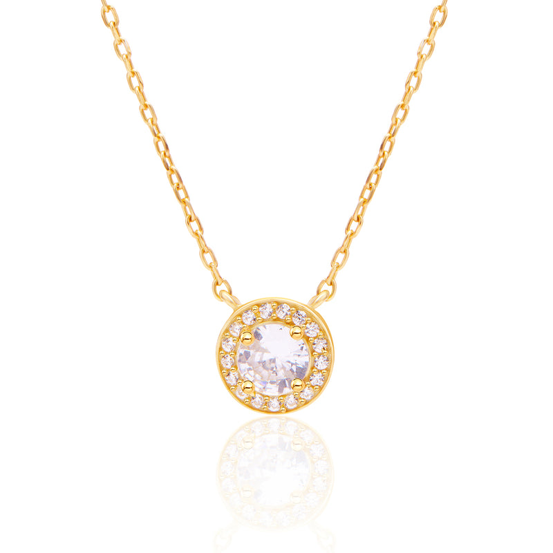 18k Gold Plated Round Solitaire Silver Mangalsutra
