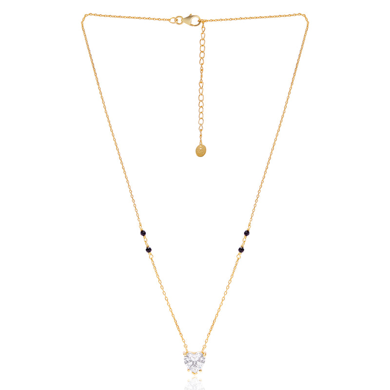18k Gold Plated Heart Solitaire Silver Mangalsutra
