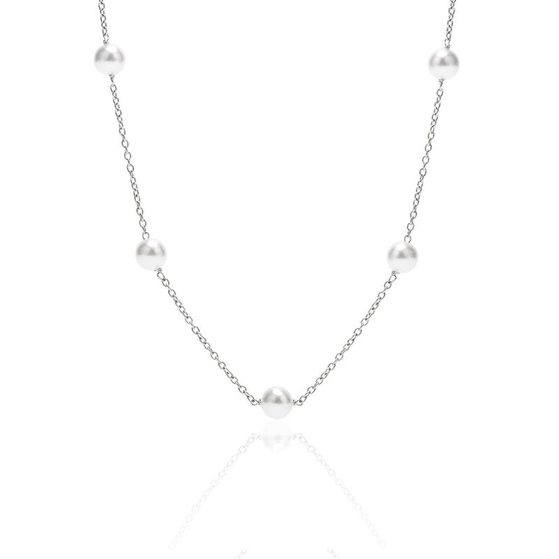 Delicate White Pearls Silver Necklace
