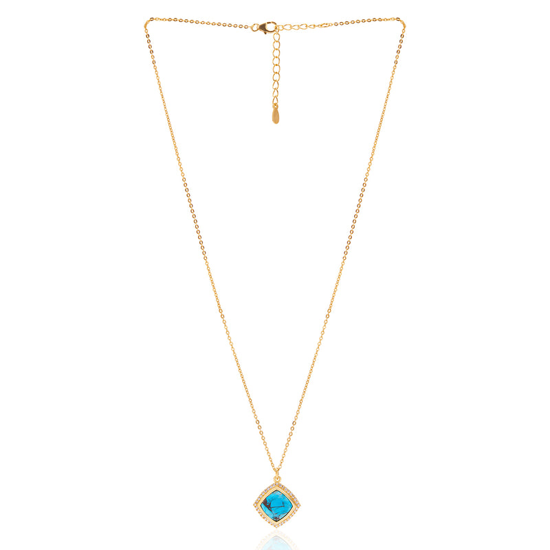 18k Gold Plated Silver Blue Copper Turquoise Necklace