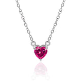 Pink Heart Zircon Silver Necklace