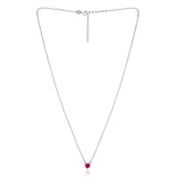 Pink Heart Zircon Silver Necklace