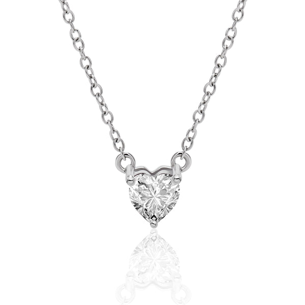 White Heart Zircon Silver Necklace