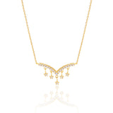 18k Gold Plated Silver V-shaped Dangling Star Necklace