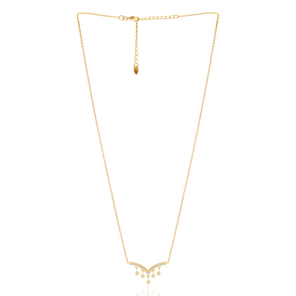 18k Gold Plated Silver V-shaped Dangling Star Necklace