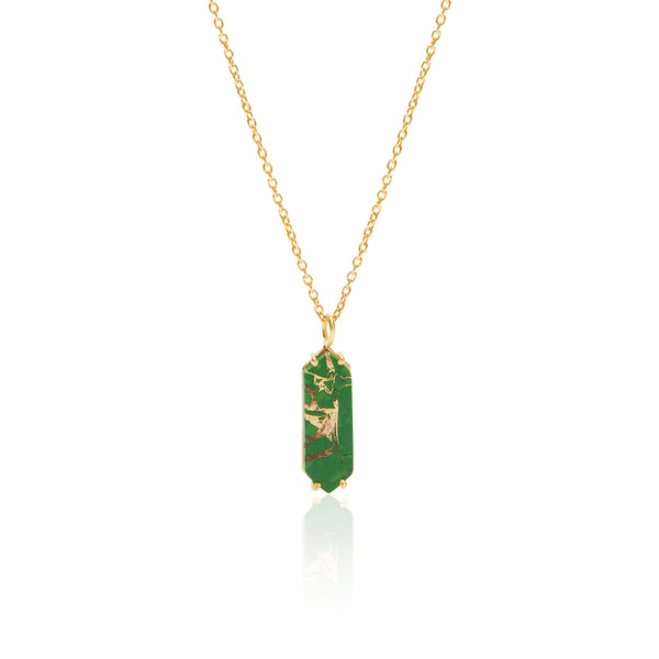 18k Gold Plated Silver Green Copper Turquoise Necklace
